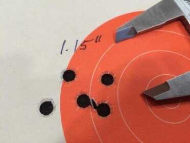 Ammo Test: Sig Sauer Elite Performance V-Crown 9mm Five shot groups generally looked like this.