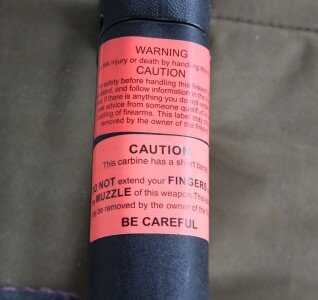 Cheap Guns: Hi-Point 45ACP Tactical Carbine - 4595TS Review I bought the gun new so there were standard safety warnings on the stock, which is better than stamping them into the gun.