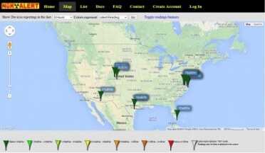 You can also upload your data to the NUKalert website as a public service for long term radiation monitoring. This is a screencap of the current map, and as you can see a handful of people are already logged in. 