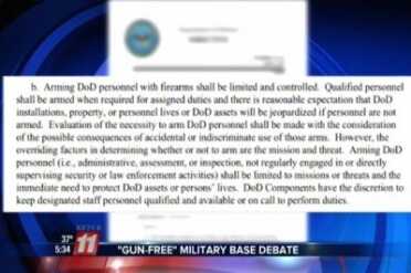 The policy on guns on military bases.  Makes no sense!  (Photo: KKTV)