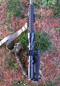 The right hand folding configuration lets the rifle have a narrower profile compared to left hand folding stocks.  It also shortens the rifle by about 8 inches.