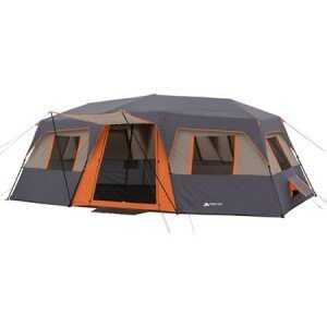 Prepping 101: Large Portable Family Shelters This Ozark brand Walmart tent is currently $209 online, and includes two queen sized blow up beds and free shipping. The Amazon reviews of this tent, (selling for much more money on both Amazon and Ebay), are very good and it has attached "easy up" poles. The reviews warn that the poles are a little flimsy, which is a complaint I personally have had with large and inexpensive family tents.