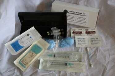 Prepping 101: Building a Mobile Trauma Hospital Bag This is a very detailed suturing kit that you can get on Ebay.