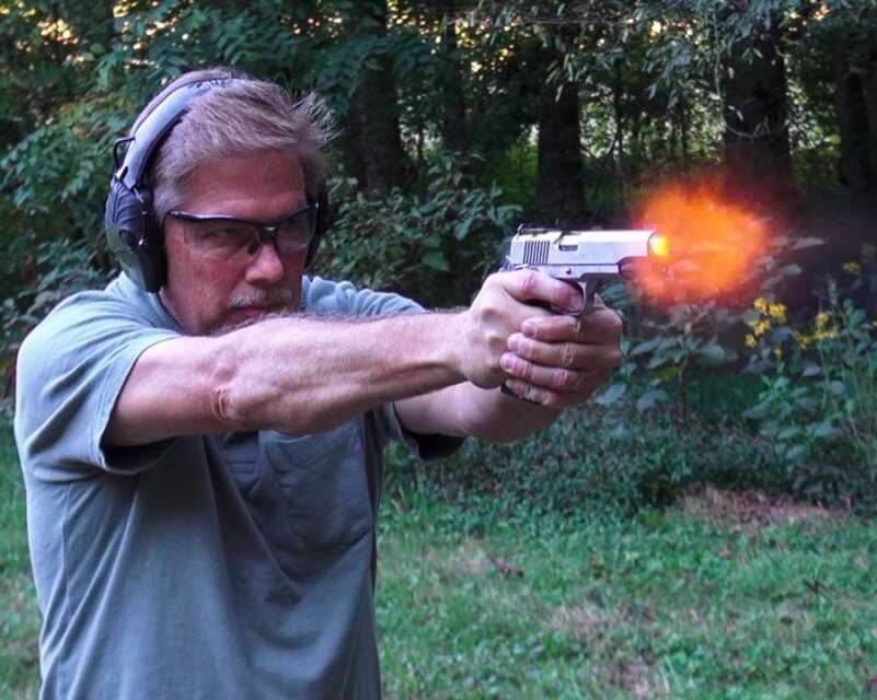 Hand Building a Custom 1911 (The Bob Marvel Way) The author takes the very first shot through the custom 1911 he just built.