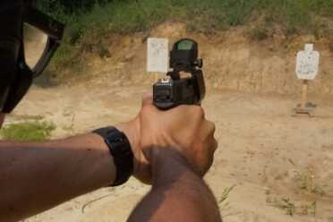 The mount allows for use of existing iron sights.