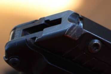 Kel-Tec P3AT--3 Year Review Finish wear on the edge of the rear sight.