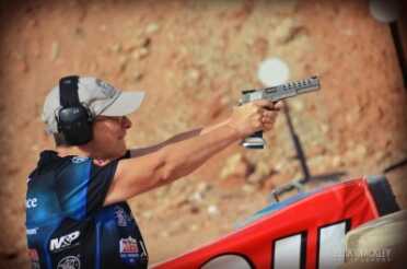 Kay Miculek, shooting a Limited pistol. 