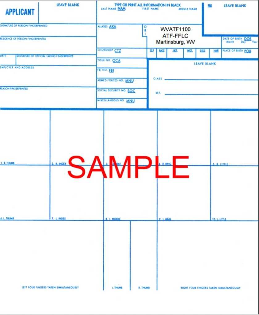 Fingerprint card page 1