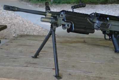 It comes equipped with a rugged steel folding bipod assembly.