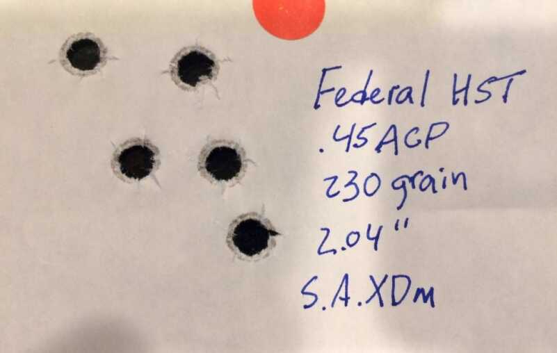 Ammo Test: .45 ACP HST—Federal's Flying Ashtray! Accuracy was great with five-shot groups measuring just over two inches.