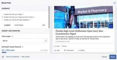 Facebook Dealing Death Blow to Truth About Guns, USA Carry, Other Gun Blogs What it looks like to boost a post.