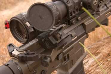 Dueck Defense Rapid Transition sights operate like standard A2 sights allowing for use at any range as needed.