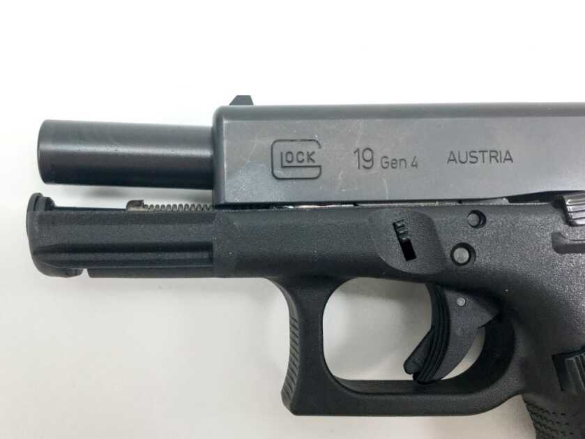 Here you can see how the muzzle rises during the rearward movement of the slide on a tilting barrel design.