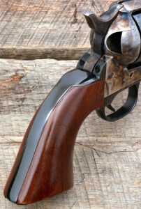 The Cattleman II is offered with color casehardened frame and brass triggerguard and backstrap or with blued steel triggerguard and backstrap as shown.