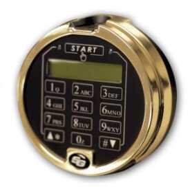 This electronic lock has a biometric fingerprint reader at the top.