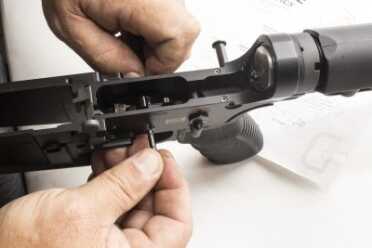 Deal of the Week: Geissele G2S AR-15 Two-Stage Trigger STEP 4: Install trigger into rifle. Align trigger pin bore with receiver pin holes. Insert trigger pin into receiver, through trigger disconnector, and into receiver on opposite side. Do not force the pin. The pin is a slide fit into the receiver, trigger and disconnector. If the various components are not aligned, manually align them when looking through the opposite side of the pin hole.