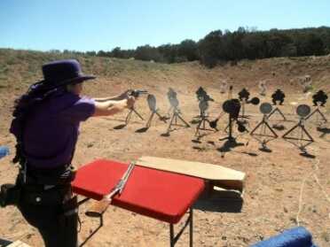  Randi Rogers, AKA Holy Terror, shooting her Cimarron Firearms Model Evil Roy pistol at End of Trail SASS World Championship. Photo Credit: Wicked Feline, AKA Karen Pearcey