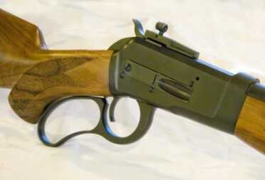 A .500 Magnum Lever-Action? The Big Horn Armory Model 89 Brush Buster! Full Review. The Model 89 sports a curved pistol grip and lever.
