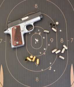 Using three different types of 9mm ammo, the Micro 9 delivered tight 5-shot groups from 21 feet. With one shot pulled right, landing in the 8 ring at