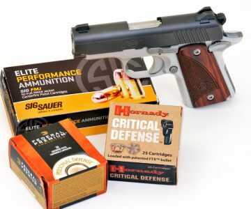 The Micro 9 was tested with Sig Sauer 115 gr. Elite Performance FMJ, Hornady Critical Defense 115 gr. FTX, and Federal Premium 124 gr. Hydra-Shok JHP.