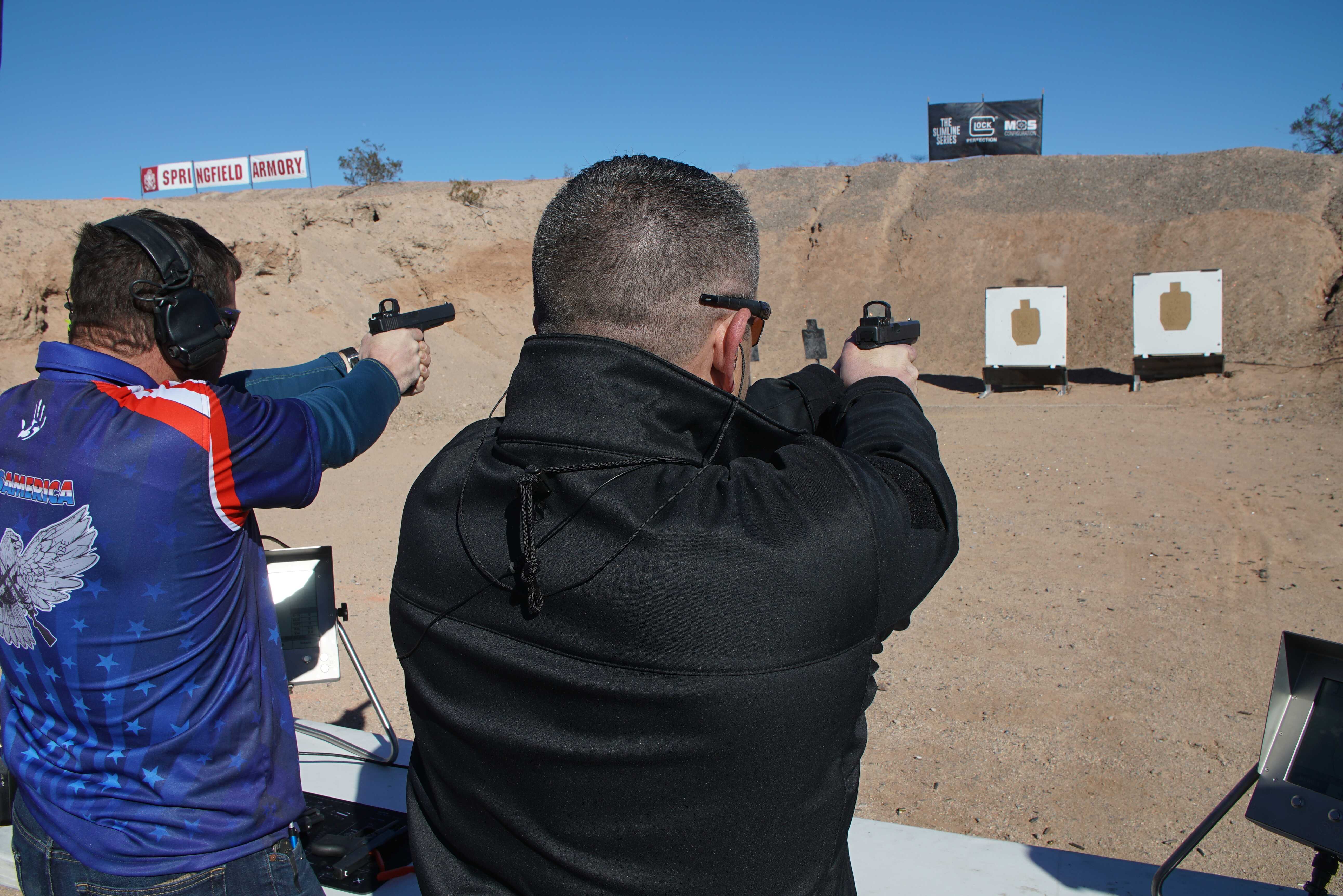10mm Glock Shootoff - Clay vs. Team Shooter - Media Day at the Range SHOT Show 2017