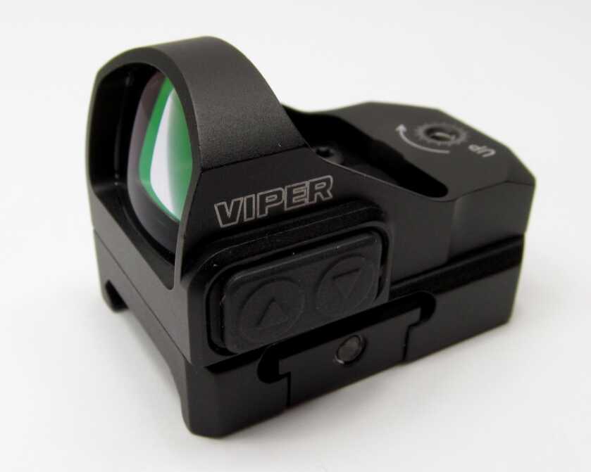 Rubber-armored Vortex Viper power and brightness control buttons