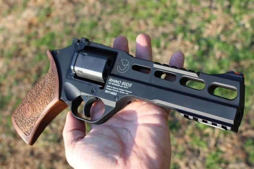 Chiappa Rhino 60DS frame joined over barrel with angular futuristic profile