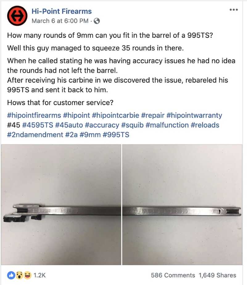 Check Out This Amazing Malfunction - And Top-Shelf Hi-Point Service Check Out This Amazing Malfunction - And Top-Shelf Hi-Point Service