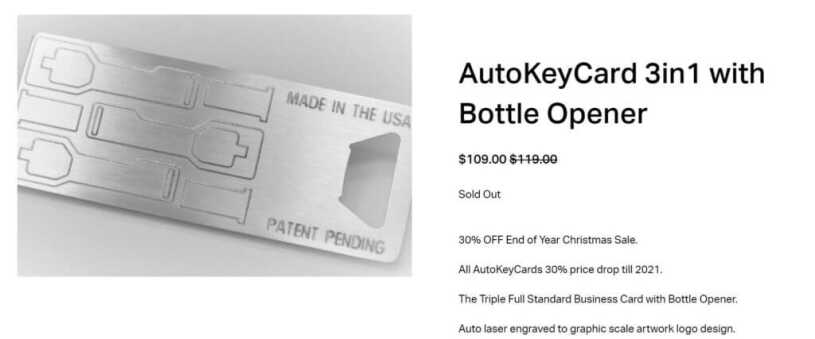 An auto key card. 