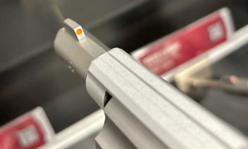 The front sight of the K6XS.