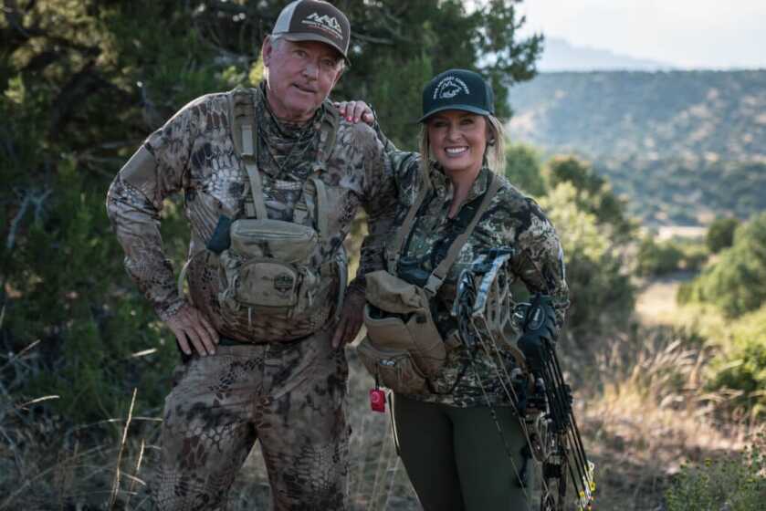 Father's Day Gift Guide Two hunters decked out in camo on the mountain