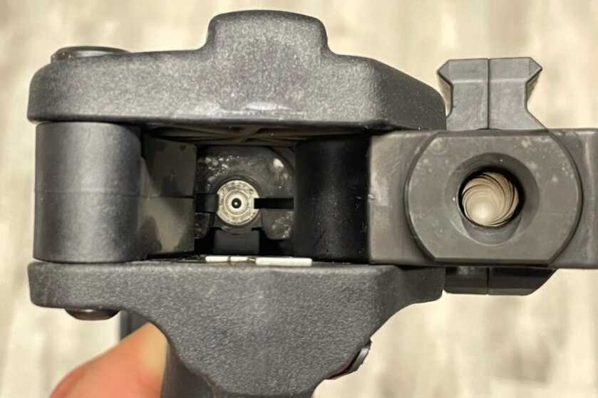 Folding 9mm Carbine! Smith & Wesson M&P FPC Reviewed Looking down the FPC while it is folded