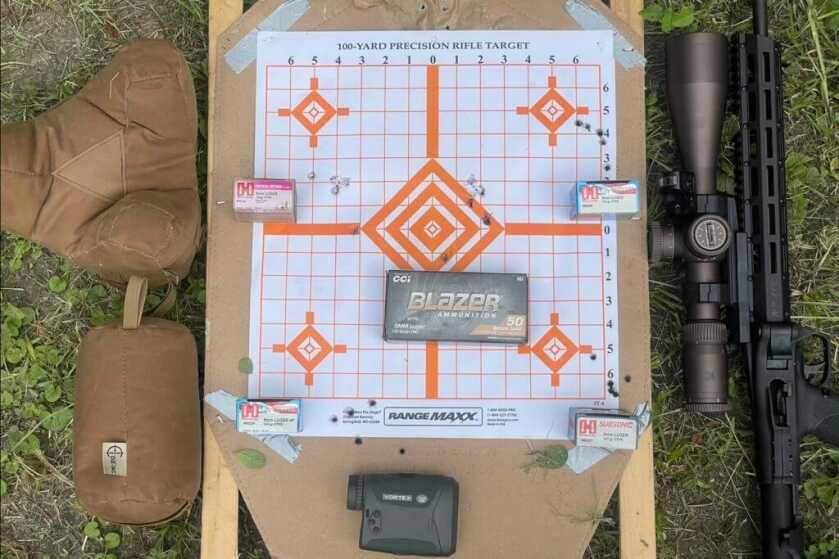 Folding 9mm Carbine! Smith & Wesson M&P FPC Reviewed Shooting groups from 50 yards with the Vortex Razor 6-36 mounted on the FPC