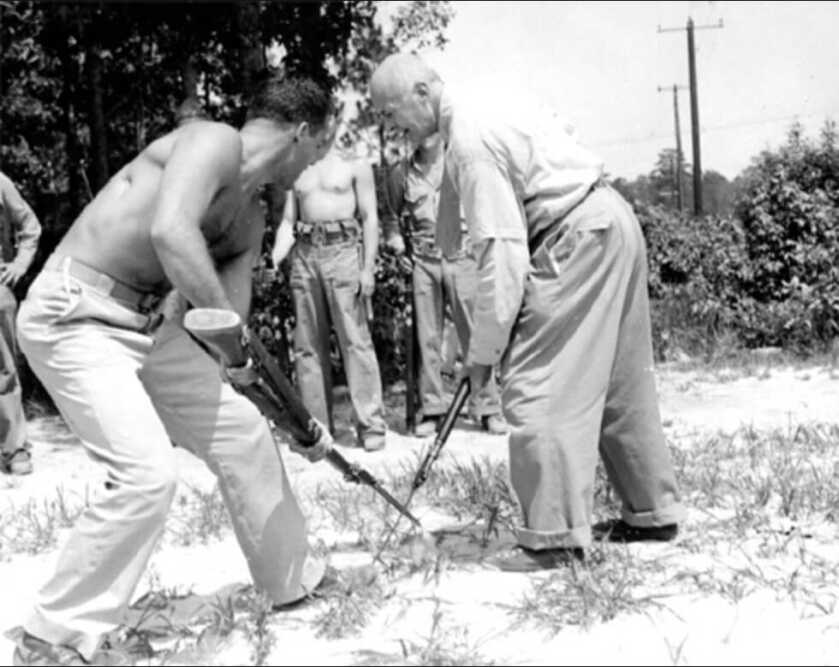 Joseph Drexel Biddle training a young marine