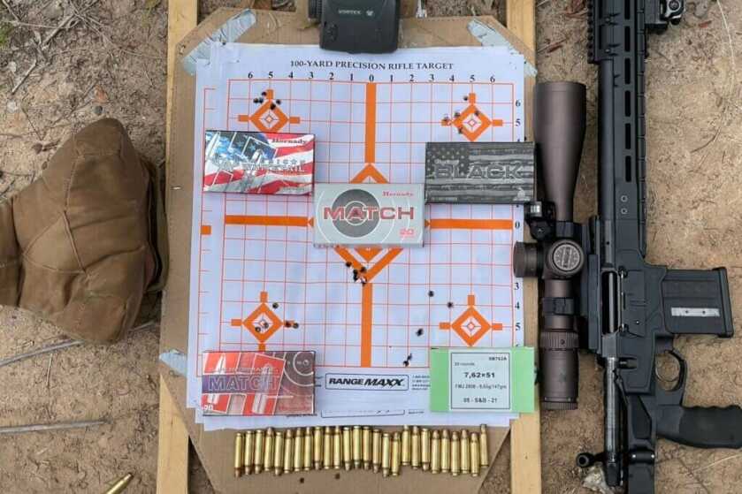 3 - Seekins Precision Havak HIT Pro: Full Review Each box of ammunition is placed next to the group I got shooting from 100 yards