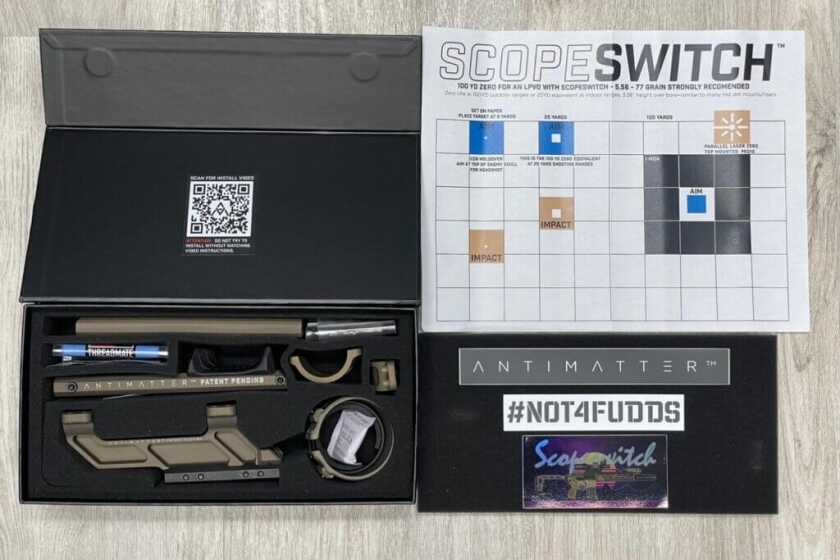 Antimatter Industries Scopeswitch: Zoom Without Loosing a Grip Antimatter Industries Scopeswitch with all included contents