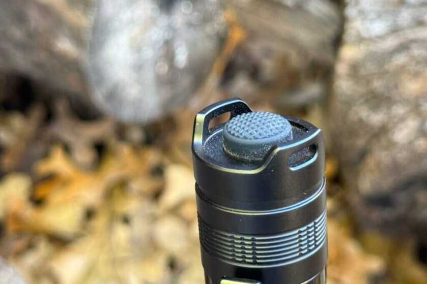3 - Nitecore MH25Pro 3,300 Lumen Flashlight Review Push button and metal ridges to prevent accidental activation