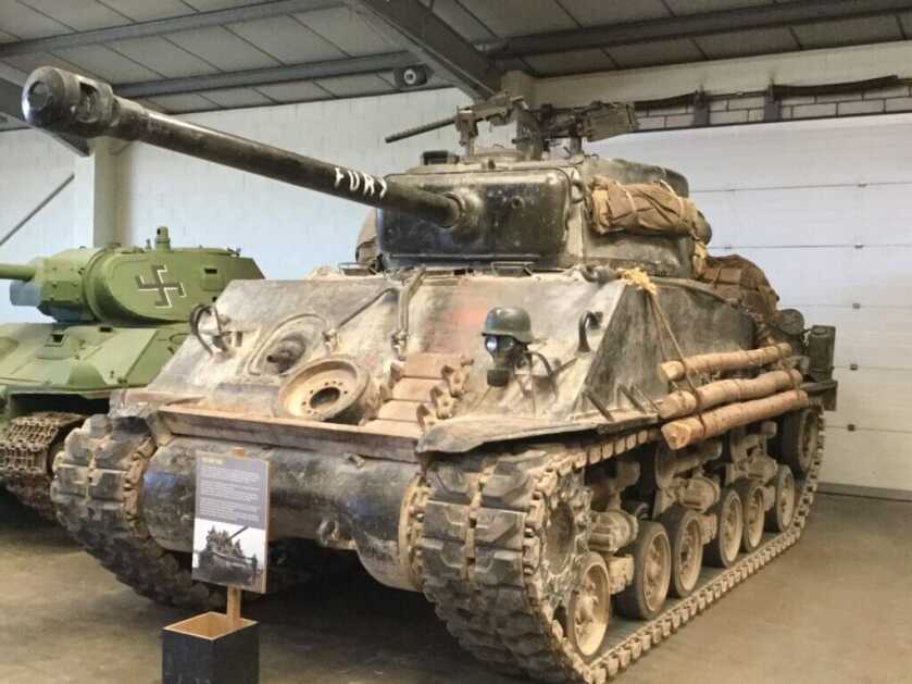 Bovington Museum Sherman from Fury with high velocity 76mm gun