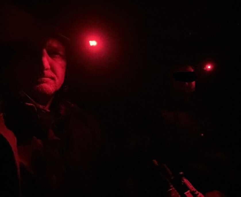 Hunter in red light using InfiRay Outdoor Finder FH35R V2