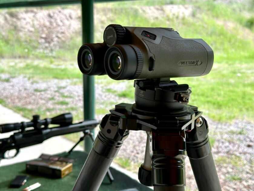 Tripod-mounted Vector X at the gun range.