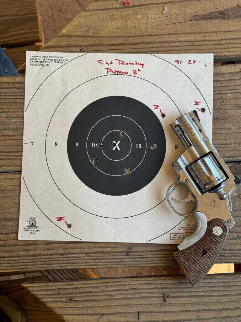 Colt Python revolver with target