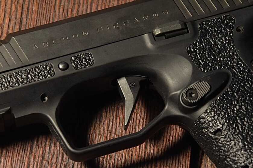 Closeup view of the trigger on the Gen 2, Type B pistol.