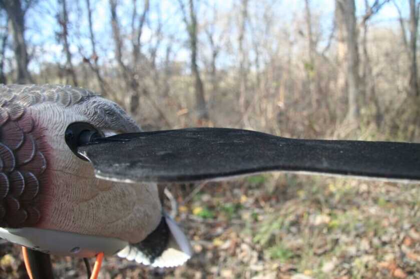Lucky Duck XHDi flocked wing detail showing black-up stop and foam float patch