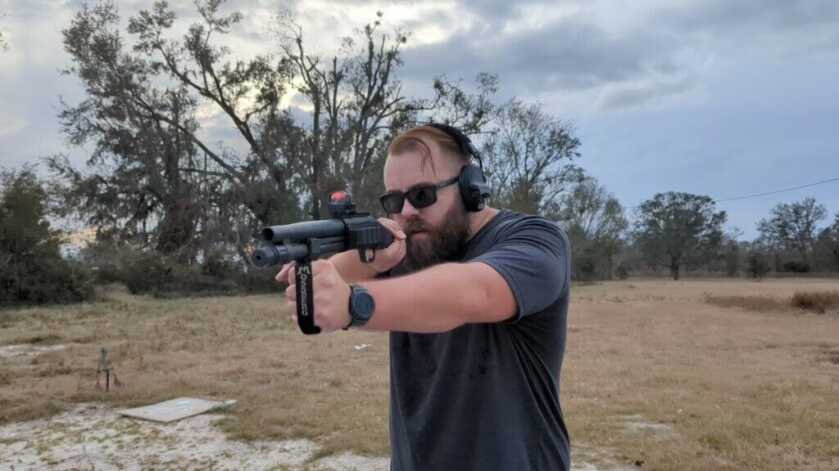Red dot on firearm