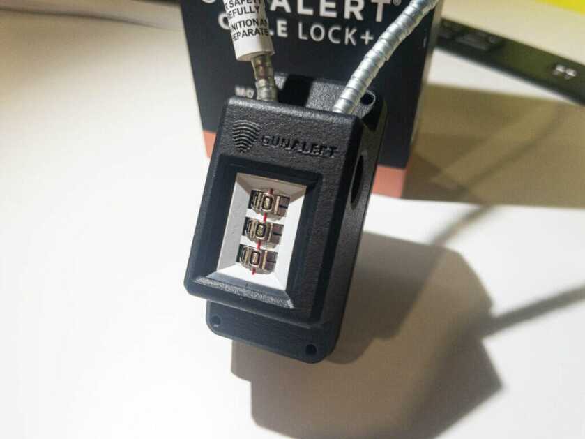 the gun alert lock on a table.