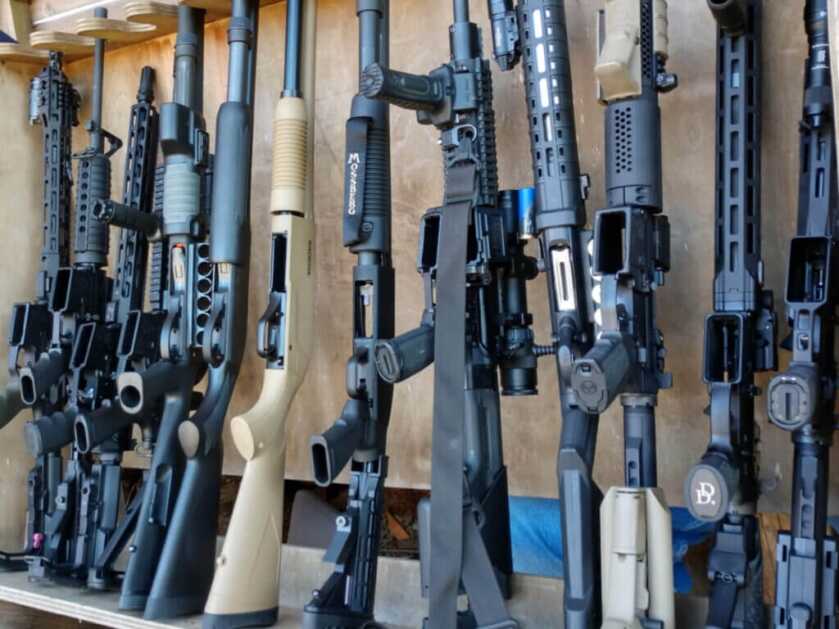 rifles in a row