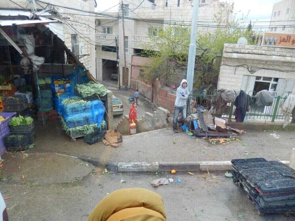 Street scene in the Palestinian Territories with visible clutter