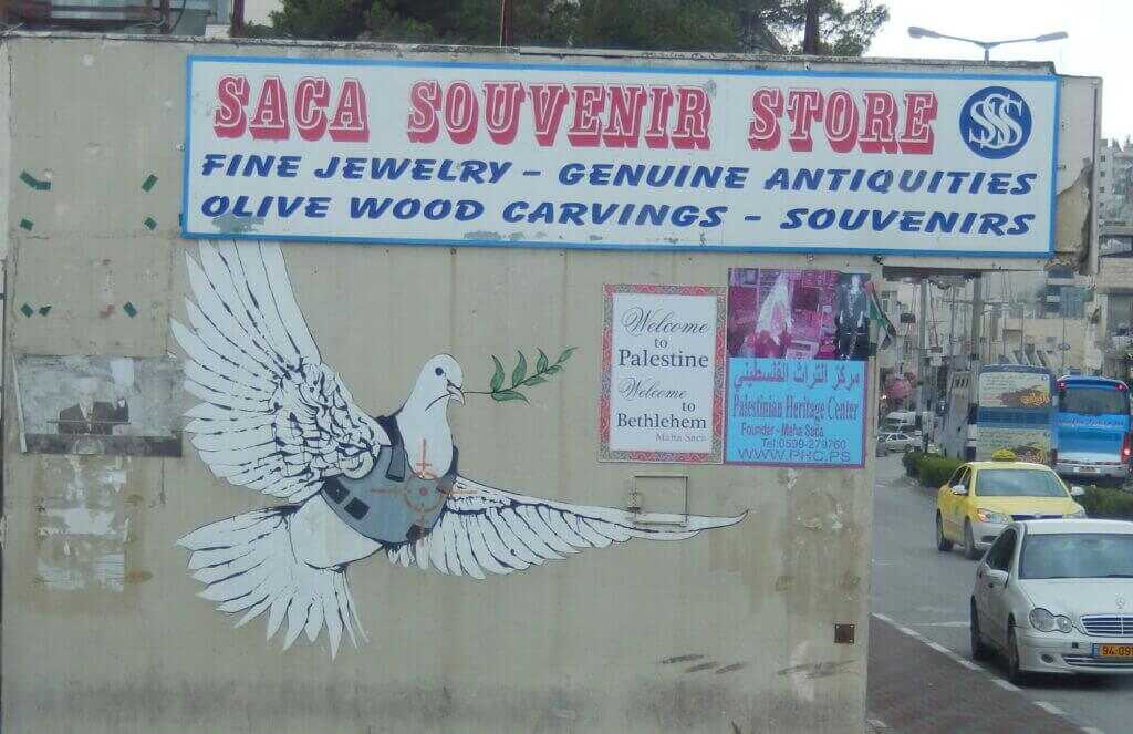 Graffiti covered wall in Palestinian-held Bethlehem