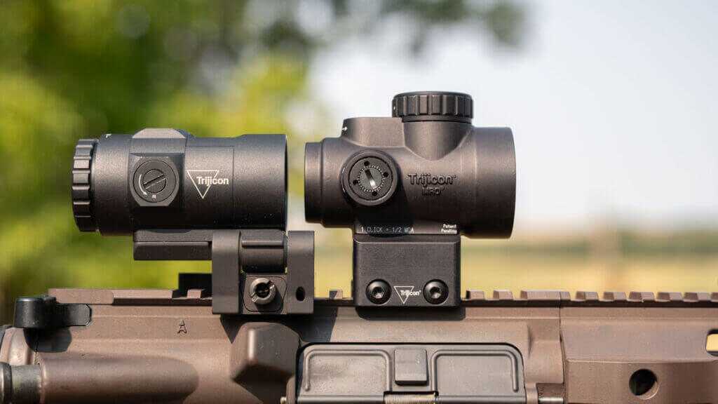 Trijicon MRO SD 1x25 Red Dot with 3x Magnifier on AR-15 setup